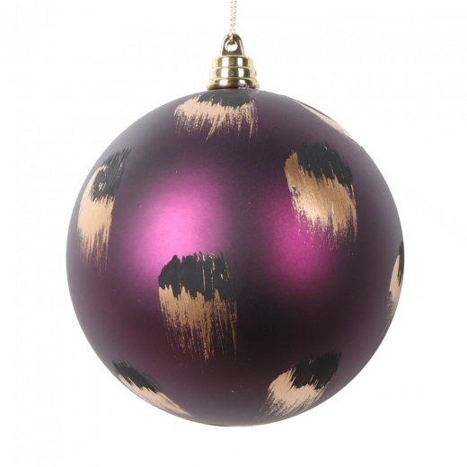 4" Plum Brush Strokes Ball Ornament - Set of 4