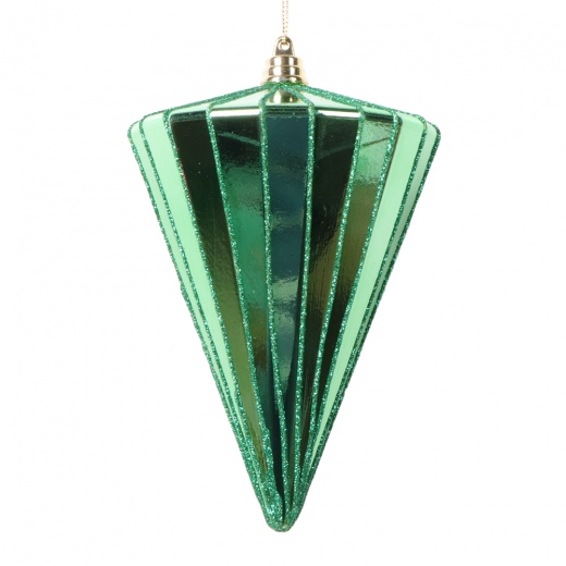 6" Shiny Midnight Green Cone Ornament