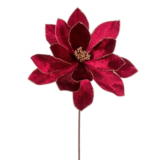 22" Burgundy Velvet Sheen Poinsettia