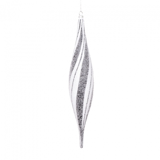 13" White Black Swirl Shuttle Ornament