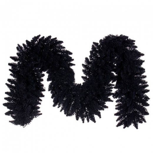 9' X 14" Flocked Black Fir Garland 250t