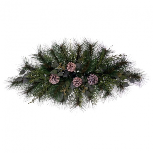 30 Mixed Foliage with Pinecone Candle Holder