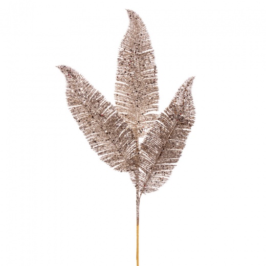 24.5" Champagne Feather Fern Glitter Spray
