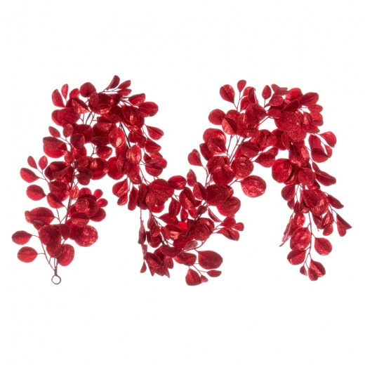 6' Red Dogwood Glitter Garland - Perfect for Holiday Decor