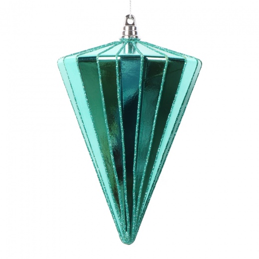 6" Shiny Teal Cone Ornament
