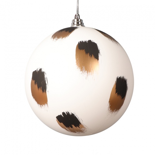 4.75" White Brush Strokes Ball Ornament 4/Bag