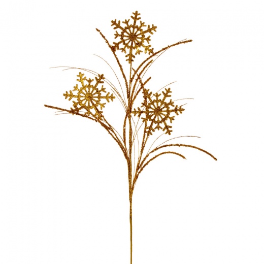 31" Antique Gold Snowflake Glitter Spray - Luxury Holiday Decor