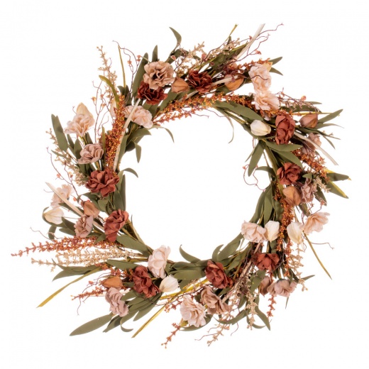 20" Brown/Cream Carnation/Lantern Wreath