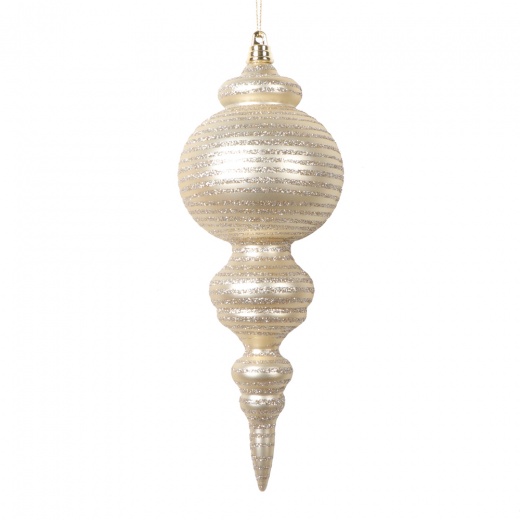 10" Matte Champagne Finial Ornament 2/b