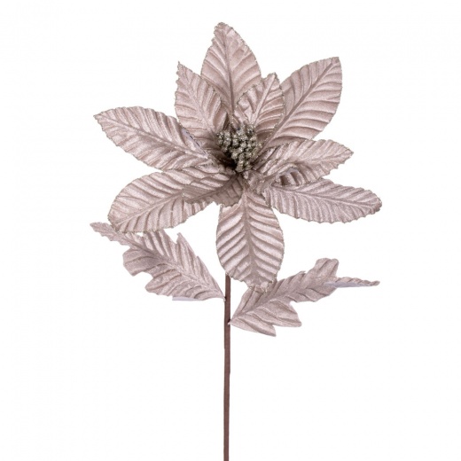 22" Pewter Velvet Gliter Poinsettia 6/Bg - Buy Online Today!