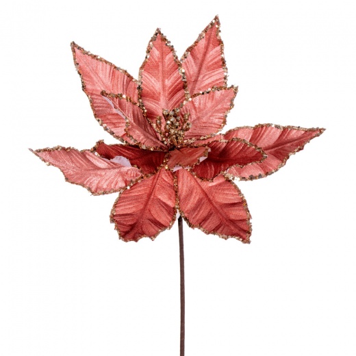 24" Rose Gold Velvet Poinsettia 3/Bag