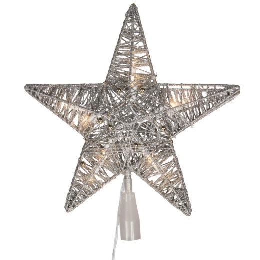 12.5" LED Silver 5Pt Star Tree Topper