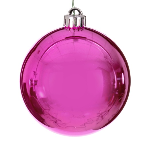 4.75" Hot Pink Shiny Ball UV Drilled 4/Pk Ornament