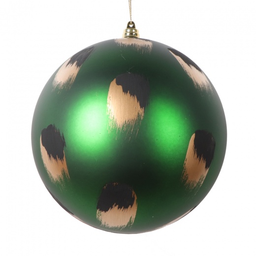 6" Emerald Brush Strokes Ball Ornament - 2/Pack