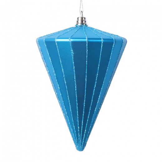 6" Matte Turquoise Cone Ornament 3/Bag