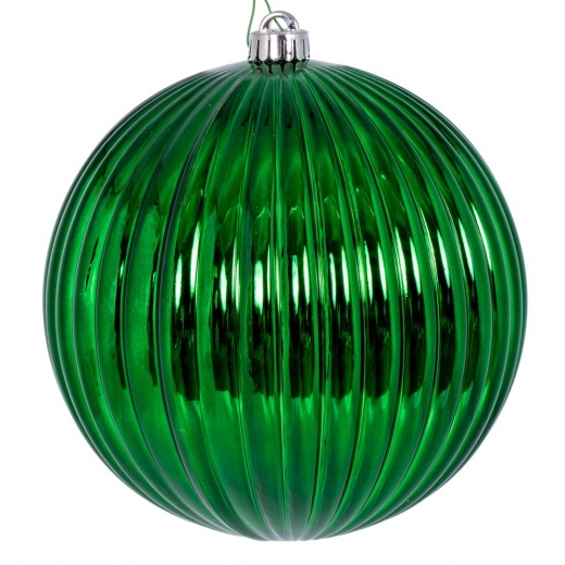 Vickerman 8" Green Shiny Lined Ball Ornament
