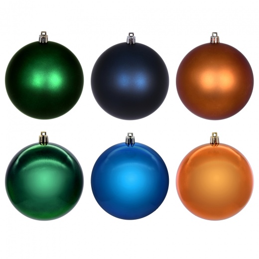 2.4" Copper Mid Blue Mid Grn Ornaments Assortment 18/Box