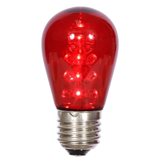 S14 Led Red Transp Bulb E26 Base 5/Pk