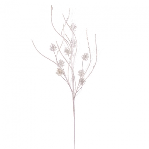 32" White Pinecone Twig Glitr Spray 6/Bg