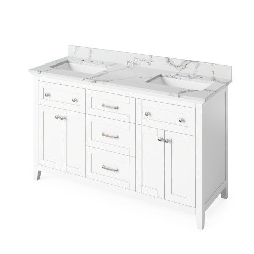 Jeffrey Alexander White Chatham Double Vanity & Calacatta Quartz