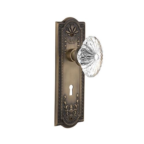 Nostalgic Warehouse Meadows Keyhole Door Set - Oval Flute Crystal