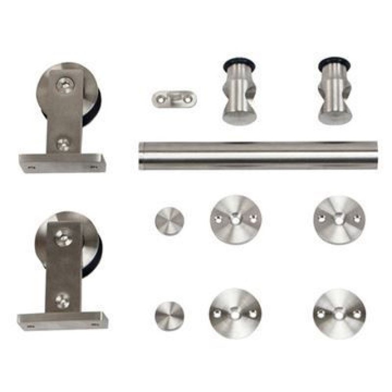 Stainless Glide Top Mount Rolling Door Hardware Kit For Wood Doors