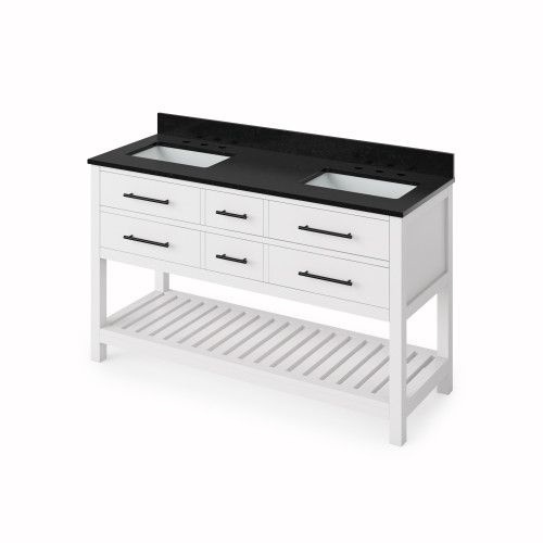 Jeffrey Alexander White Wavecrest Double Vanity With Black Granite Top