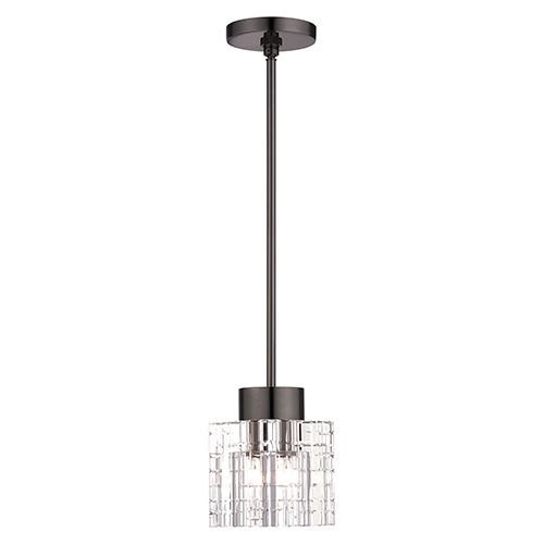 Livex Lighting Rotterdam Crystal Single Pendant Light – Black Chrome