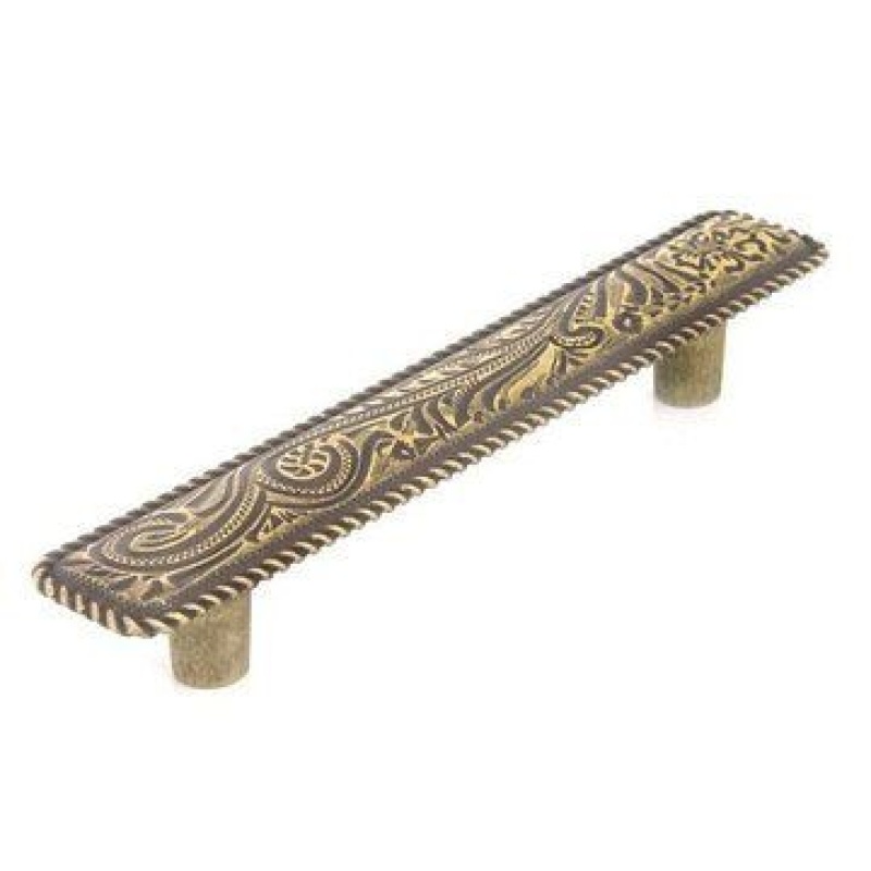 Flower Engraved 4 Inch Pull With Rope Border