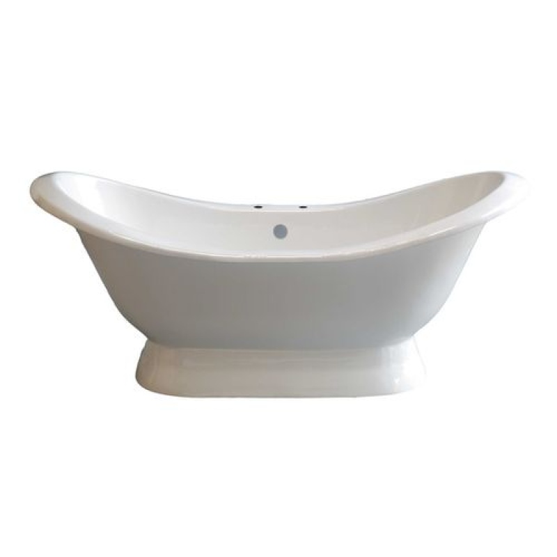 Strom Living Echo 72 Inch White Double Slipper Pedestal Acrylic Bath Tub