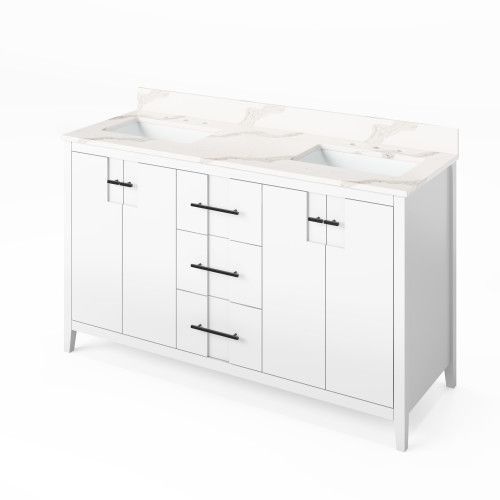 Jeffrey Alexander White Katara Double Vanity & Calacatta Quartz