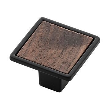 Belwith-Keeler Fuse Walnut & Matte Black Square Knob