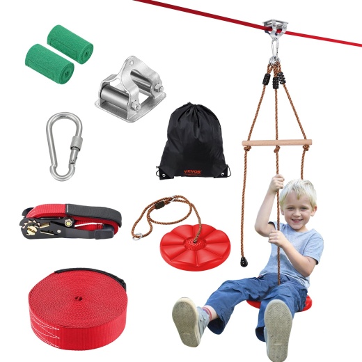 Vevor Zipline Kit for Kids and Adult - 65 Ft Zip Line Kits Up to 500 Lb