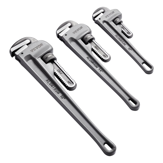Vevor 3-Piece Pipe Wrench Set - 10" 14" 18" Aluminum Straight Pipe Wrench for Water Pipes and Automotive Repairs