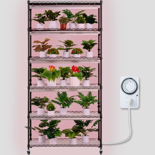 Vevor Plant Stand With Grow Light 6 Tiers 180W 70.9" Indoor Plant Grow Shelf