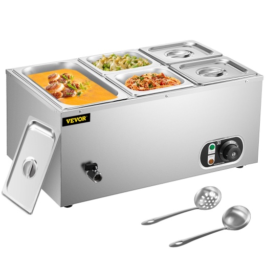 Vevor 110V Commercial Food Warmer - 13.7 Quart Stainless Steel Bain Marie