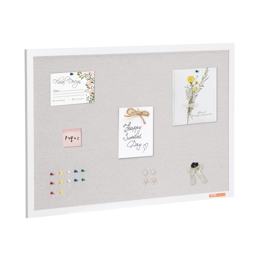 Vevor 36"X24" White Cork Board With Linen Surface – Stylish Wall-Mounted Bulletin Board For Home, School, Office – Elegant & Functional Noticeboard