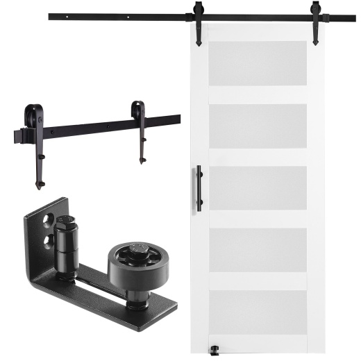 Vevor Barn Door And Hardware Kit - 32inch x 84inch Wood And Glass Sliding Barn Door