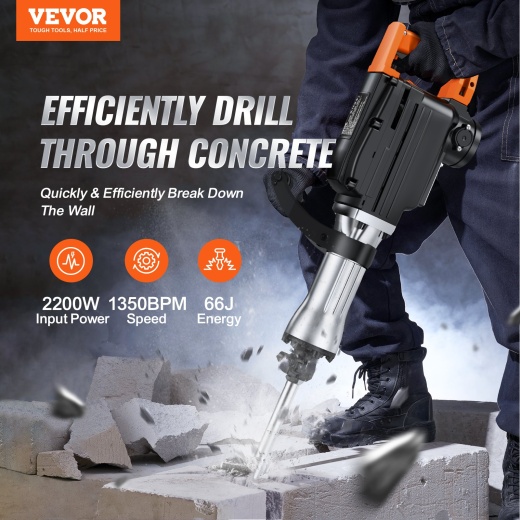 Vevor Demolition Jack Hammer - 2200W Electric Jackhammer Heavy Duty