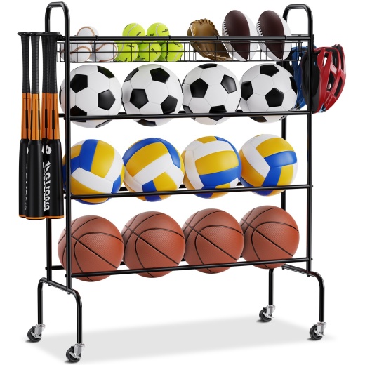 Vevor Basketball Rack: 4-Layers Rolling Basketball Shooting Training Stand