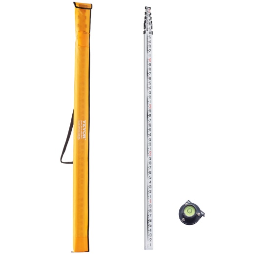 Vevor Measuring Rod - 25 Feet Telescopic Grade Rod with Carry Bag