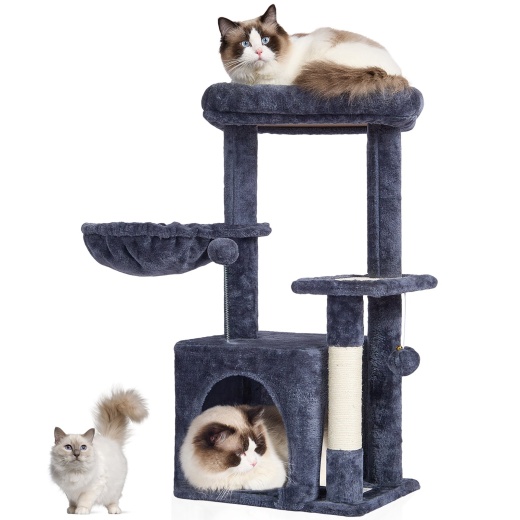 Vevor Cat Tree 31.4" Cat Tower With Cat Condo Sisal Scratching Post Dark Grey