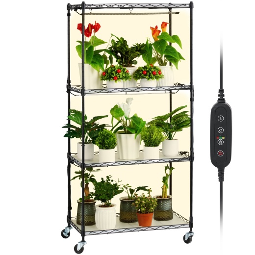 Vevor Plant Stand With Grow Lights 4 Tiers 45W 49.8" Tall Plant Grow Shelf