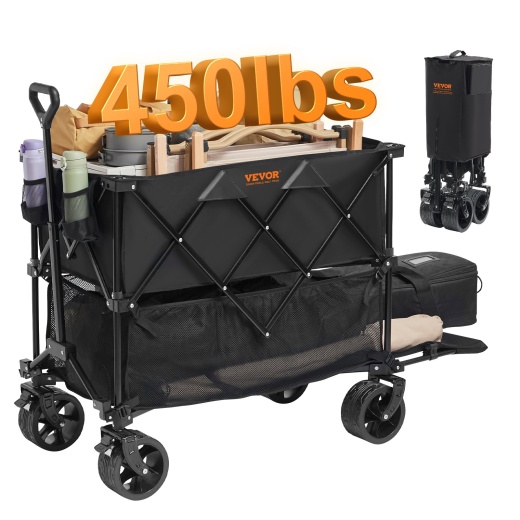 Vevor Foldable Double Decker Wagon - All-Terrain Collapsible Cart