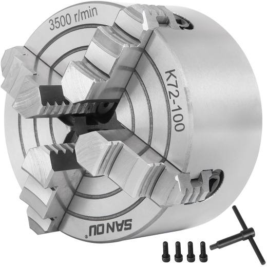 Vevor K72-100 Lathe Chuck 4 Inch 4-Jaw for Precision Machining