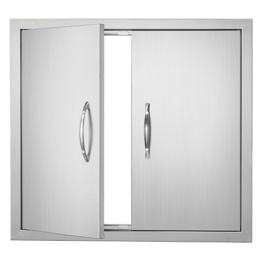 Vevor BBQ Access Door - 26W x 24H Inch Double Outdoor Kitchen Door, Stainless Steel Flush Mount Door