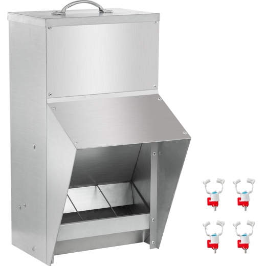 Vevor Galvanized Poultry Feeder - Holds 25Lbs Of Feed - No Waste - Chicken Feeders