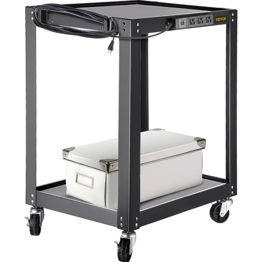 Buy Vevor Av Cart Online: 26 Inch Height Media Cart with Power Strip and 2 Shelves