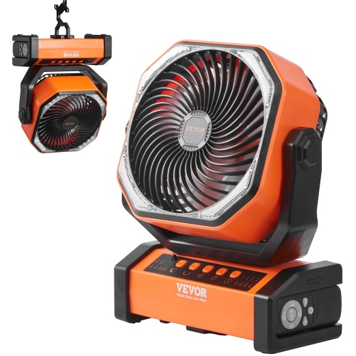 Vevor Portable Fan Rechargeable 9 Inch - Battery Powered Fan with LED Lantern