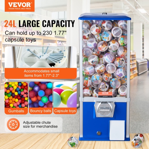 Vevor 25"H Gumball Machine Vending Coin Bank Vintage Gumballs Dispenser
